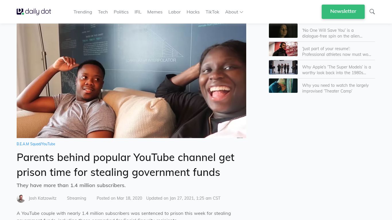 B.E.A.M Squad YouTube Parents Sentenced for Stealing from Government